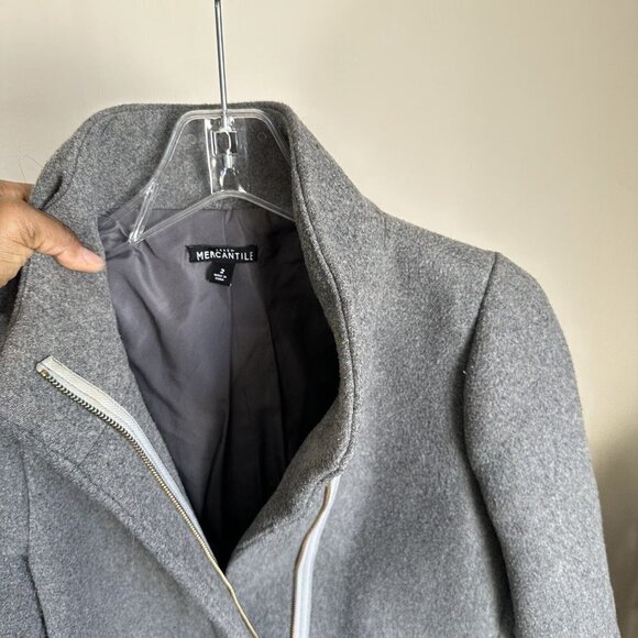 J Crew Mercantile Size 2 Gray City Coat Jacket Wool Blend Zip Pockets - Picture 7 of 8
